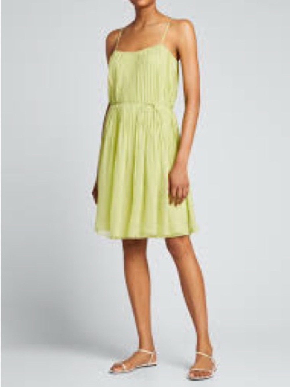 Rebecca Taylor Lime-Green Spaghetti Strap Mini Dress